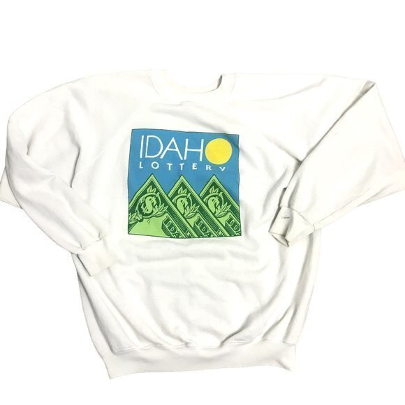 VTG Hanes Idaho Lottery Men's XL White Sweatshirt Made In USA - Picture 9 of 9